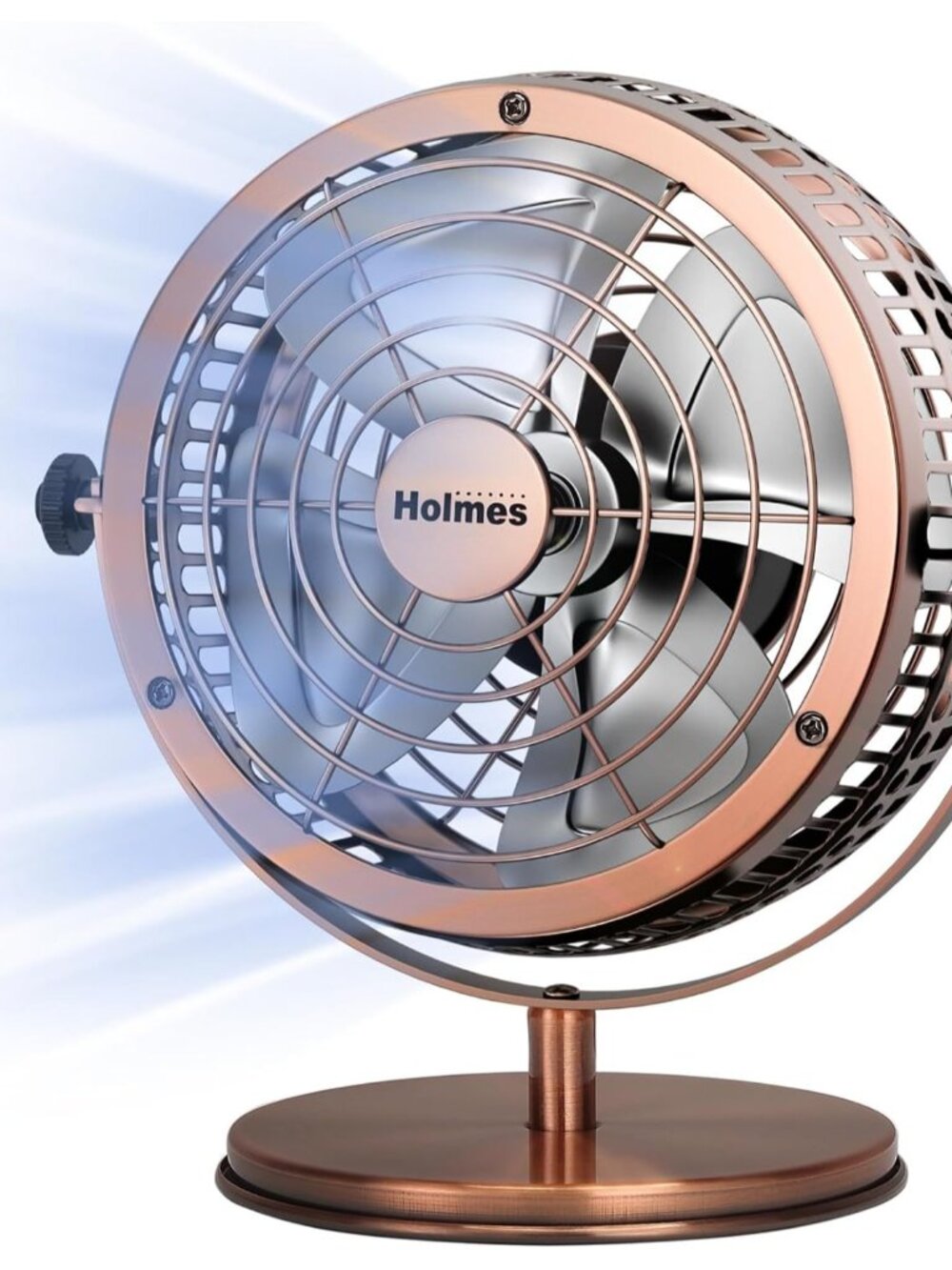 6" Heritage Table Fan, 2 Speeds, 4 Blades, Adjustable 145° Head Tilt, Metal Cons